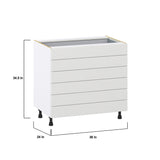 Hugo&Borg Riviera 36-in W x 34.5-in H x 24-in D Bright White 6-Drawer Base Fully Assembled Cabinet