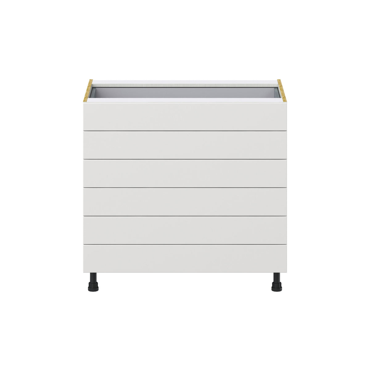 Hugo&Borg Riviera 36-in W x 34.5-in H x 24-in D Bright White 6-Drawer Base Fully Assembled Cabinet