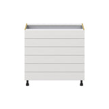 Hugo&Borg Riviera 36-in W x 34.5-in H x 24-in D Bright White 6-Drawer Base Fully Assembled Cabinet
