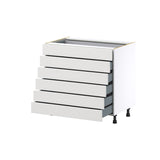 Hugo&Borg Riviera 36-in W x 34.5-in H x 24-in D Bright White 6-Drawer Base Fully Assembled Cabinet