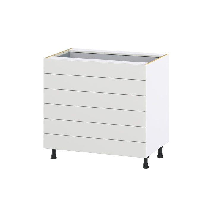 Hugo&Borg Riviera 36-in W x 34.5-in H x 24-in D Bright White 6-Drawer Base Fully Assembled Cabinet