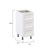 Hugo&Borg Riviera 15-in W x 34.5-in H x 24-in D Bright White 3-Drawer Base Fully Assembled Cabinet