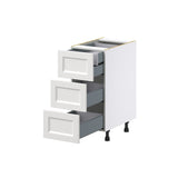 Hugo&Borg Riviera 15-in W x 34.5-in H x 24-in D Bright White 3-Drawer Base Fully Assembled Cabinet