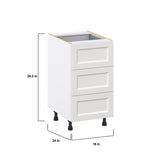 Hugo&Borg Riviera 18-in W x 34.5-in H x 24-in D Bright White 3-Drawer Base Fully Assembled Cabinet