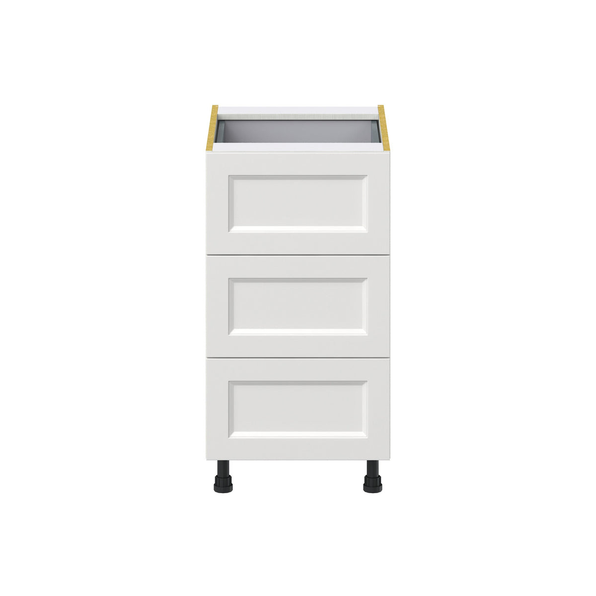 Hugo&Borg Riviera 18-in W x 34.5-in H x 24-in D Bright White 3-Drawer Base Fully Assembled Cabinet