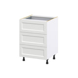 Hugo&Borg Riviera 24-in W x 34.5-in H x 24-in D Bright White 3-Drawer Base Fully Assembled Cabinet