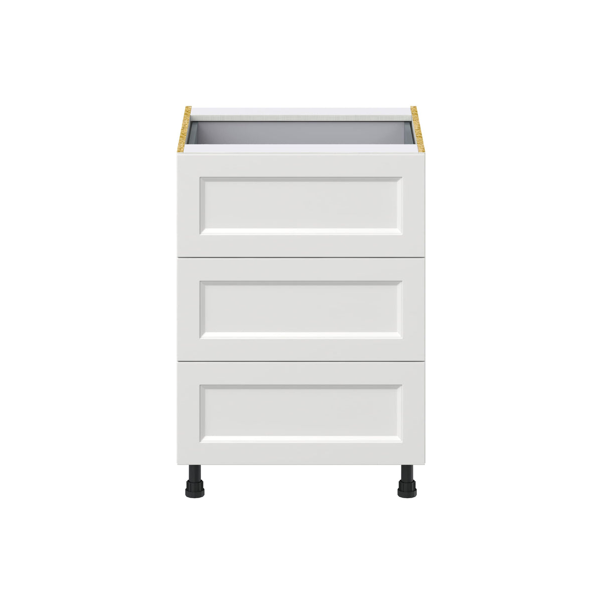 Hugo&Borg Riviera 24-in W x 34.5-in H x 24-in D Bright White 3-Drawer Base Fully Assembled Cabinet