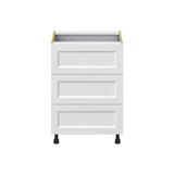 Hugo&Borg Riviera 24-in W x 34.5-in H x 24-in D Bright White 3-Drawer Base Fully Assembled Cabinet
