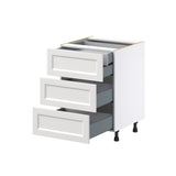 Hugo&Borg Riviera 24-in W x 34.5-in H x 24-in D Bright White 3-Drawer Base Fully Assembled Cabinet