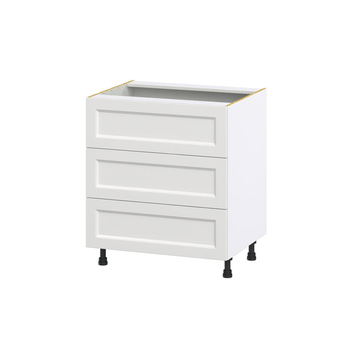 Hugo&Borg Riviera 30-in W x 34.5-in H x 24-in D Bright White 3-Drawer Base Fully Assembled Cabinet