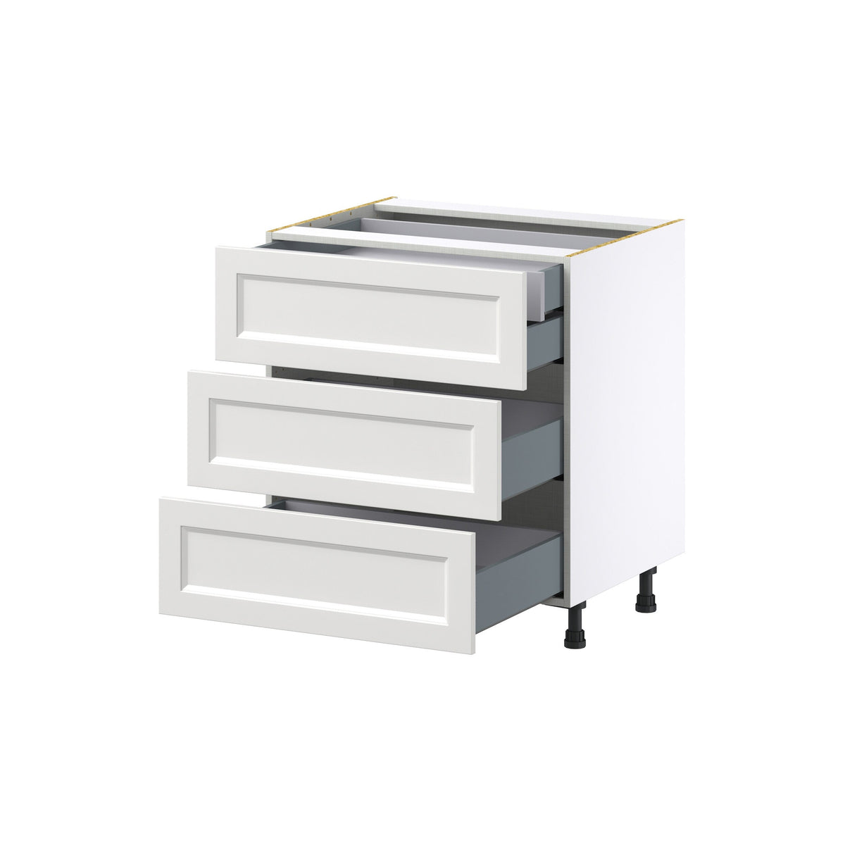 Hugo&Borg Riviera 30-in W x 34.5-in H x 24-in D Bright White 3-Drawer Base Fully Assembled Cabinet