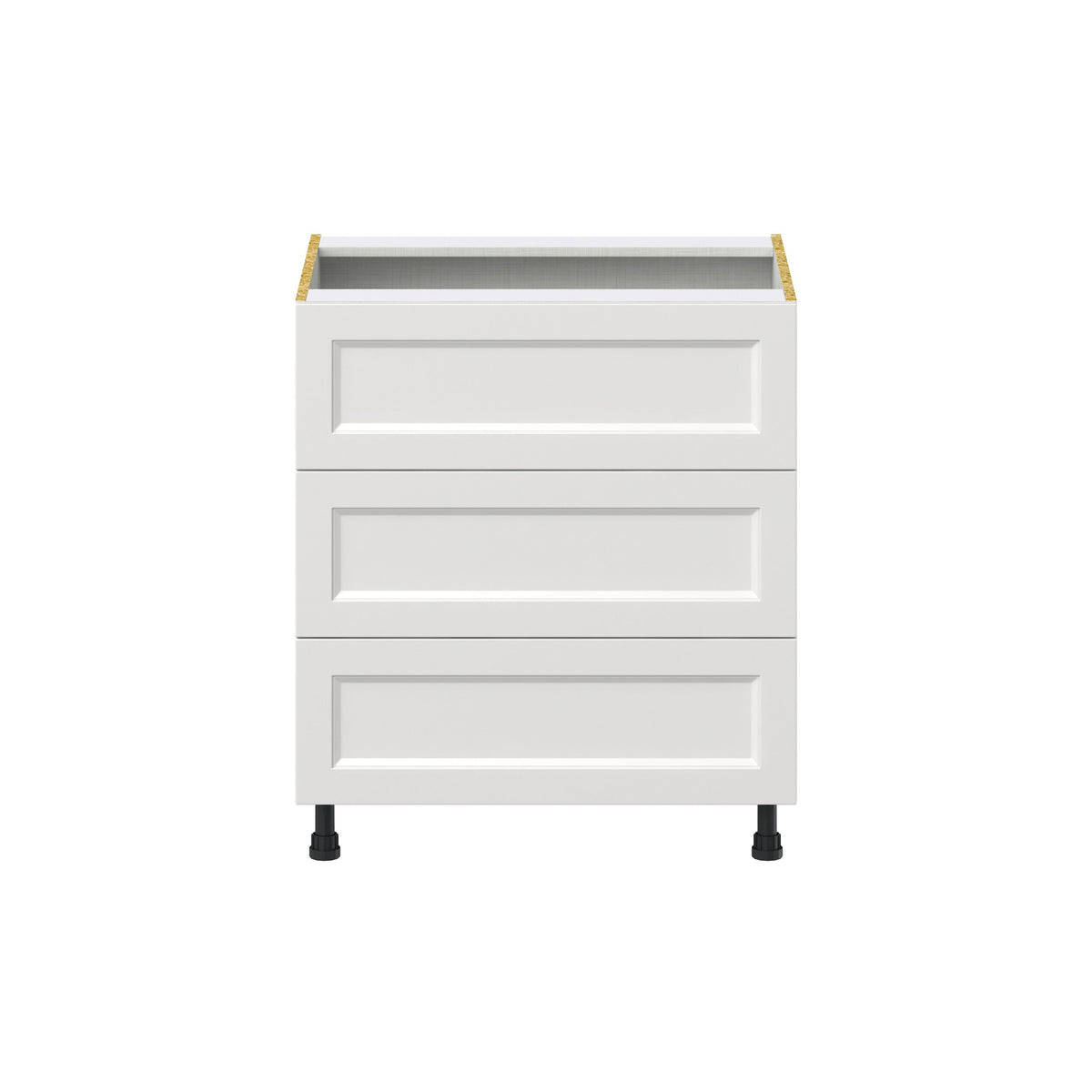 Hugo&Borg Riviera 30-in W x 34.5-in H x 24-in D Bright White 3-Drawer Base Fully Assembled Cabinet