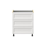 Hugo&Borg Riviera 30-in W x 34.5-in H x 24-in D Bright White 3-Drawer Base Fully Assembled Cabinet