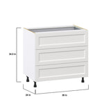 Hugo&Borg Riviera 36-in W x 34.5-in H x 24-in D Bright White 3-Drawer Base Fully Assembled Cabinet