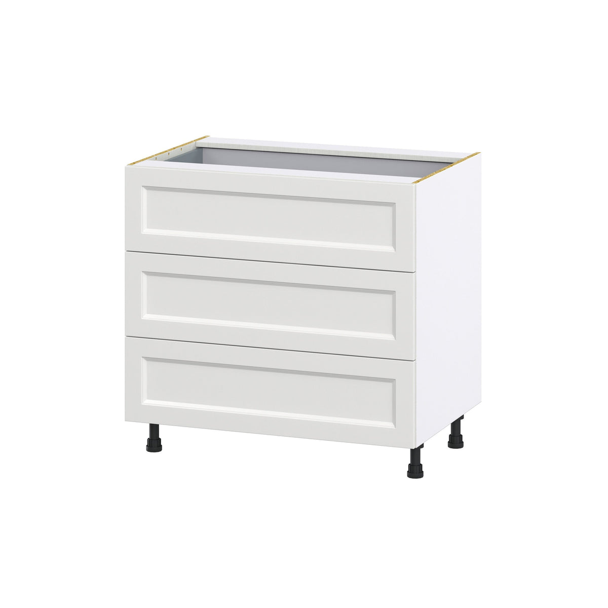 Hugo&Borg Riviera 36-in W x 34.5-in H x 24-in D Bright White 3-Drawer Base Fully Assembled Cabinet