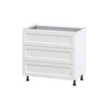 Hugo&Borg Riviera 36-in W x 34.5-in H x 24-in D Bright White 3-Drawer Base Fully Assembled Cabinet
