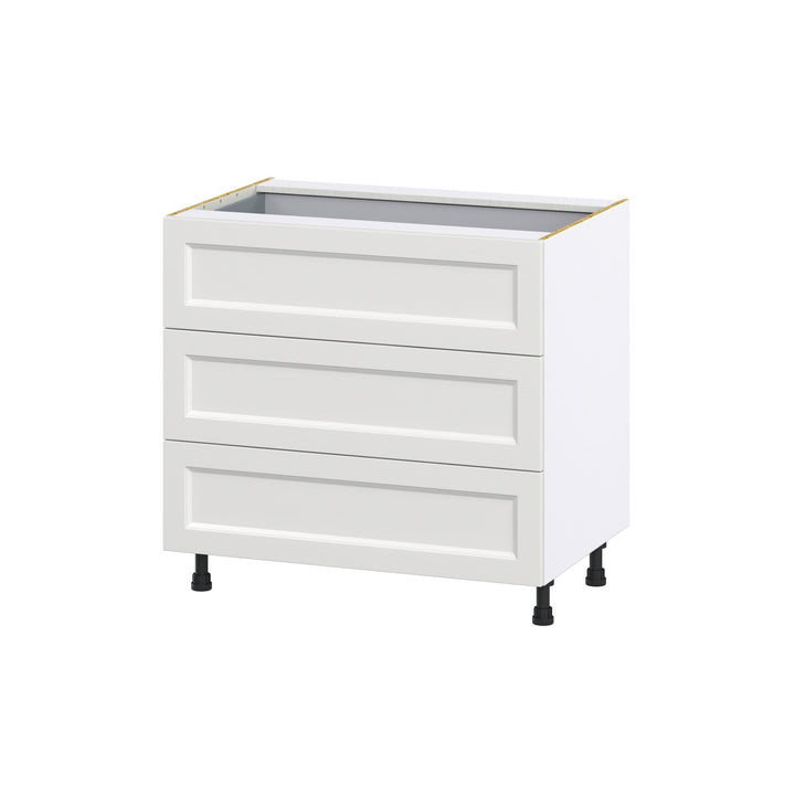 Hugo&Borg Riviera 36-in W x 34.5-in H x 24-in D Bright White 3-Drawer Base Fully Assembled Cabinet