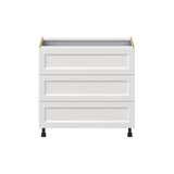 Hugo&Borg Riviera 36-in W x 34.5-in H x 24-in D Bright White 3-Drawer Base Fully Assembled Cabinet