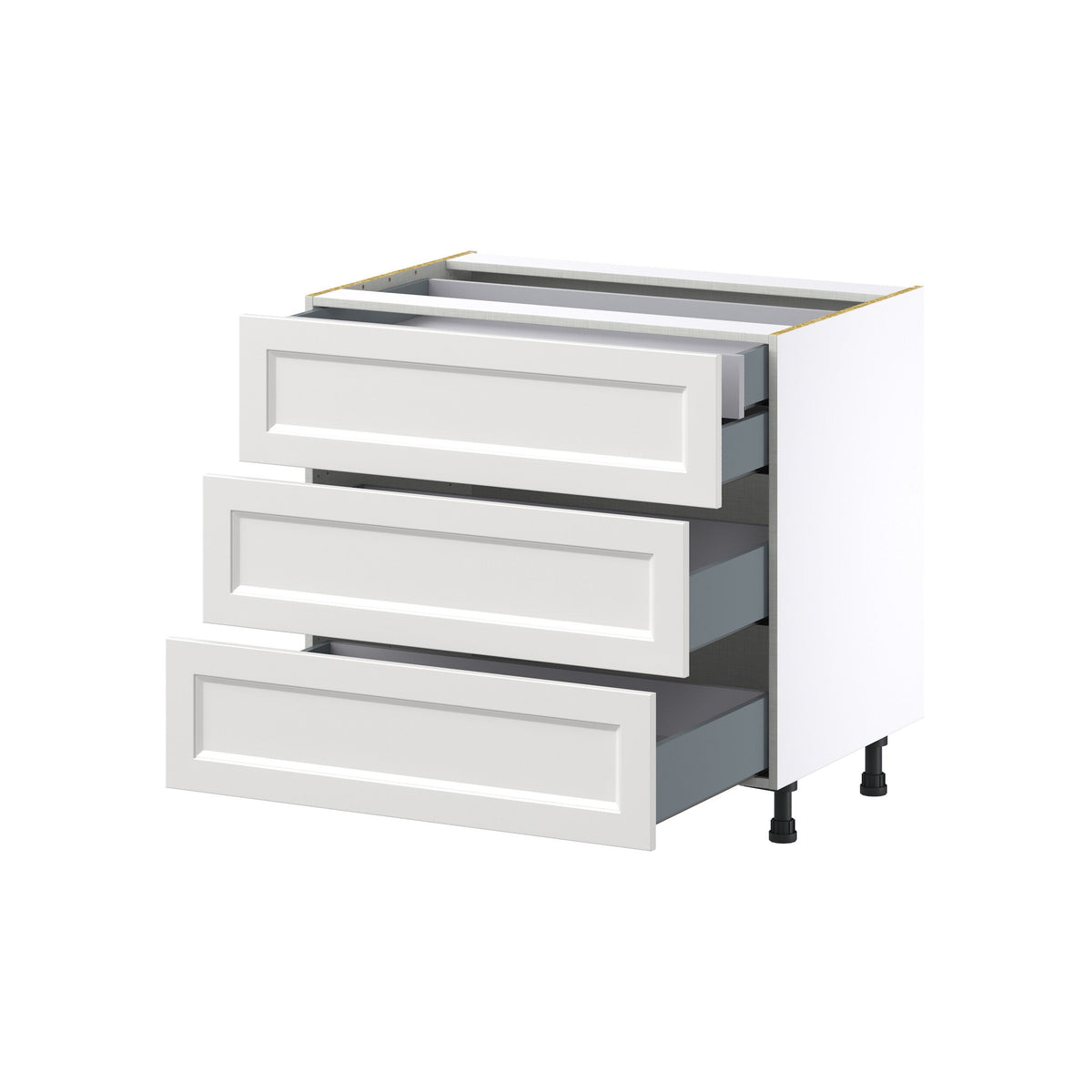 Hugo&Borg Riviera 36-in W x 34.5-in H x 24-in D Bright White 3-Drawer Base Fully Assembled Cabinet