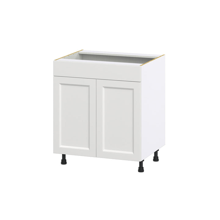 Hugo&Borg Riviera 30-in W x 34.5-in H x 24-in D Bright White Sink Base Fully Assembled Cabinet (Recessed Panel Shaker Style)