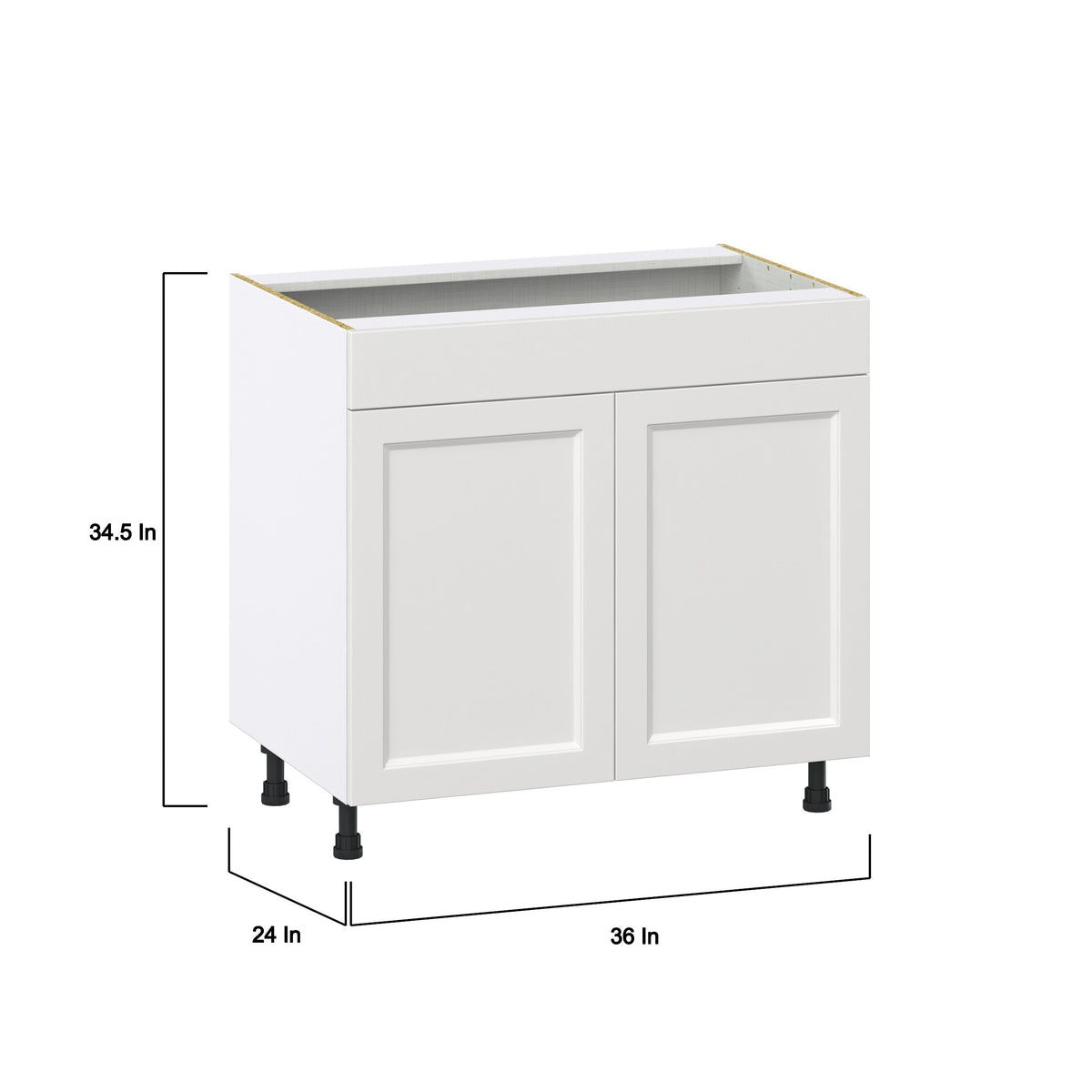 Hugo&Borg Riviera 36-in W x 34.5-in H x 24-in D Bright White Sink Base Fully Assembled Cabinet (Recessed Panel Shaker Style)