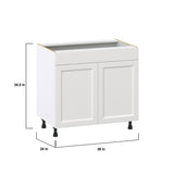 Hugo&Borg Riviera 36-in W x 34.5-in H x 24-in D Bright White Sink Base Fully Assembled Cabinet (Recessed Panel Shaker Style)