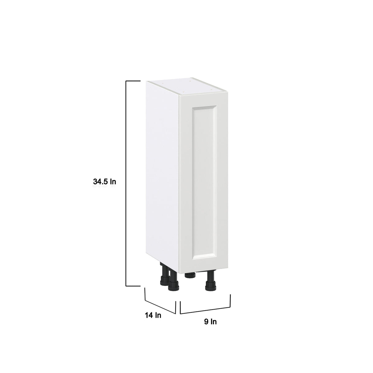 Hugo&Borg Riviera 9-in W x 34.5-in H x 14-in D Bright White Base Fully Assembled Cabinet (Recessed Panel Shaker Door Style)