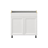 Hugo&Borg Riviera 36-in W x 34.5-in H x 24-in D Bright White Sink Base Fully Assembled Cabinet (Recessed Panel Shaker Style)