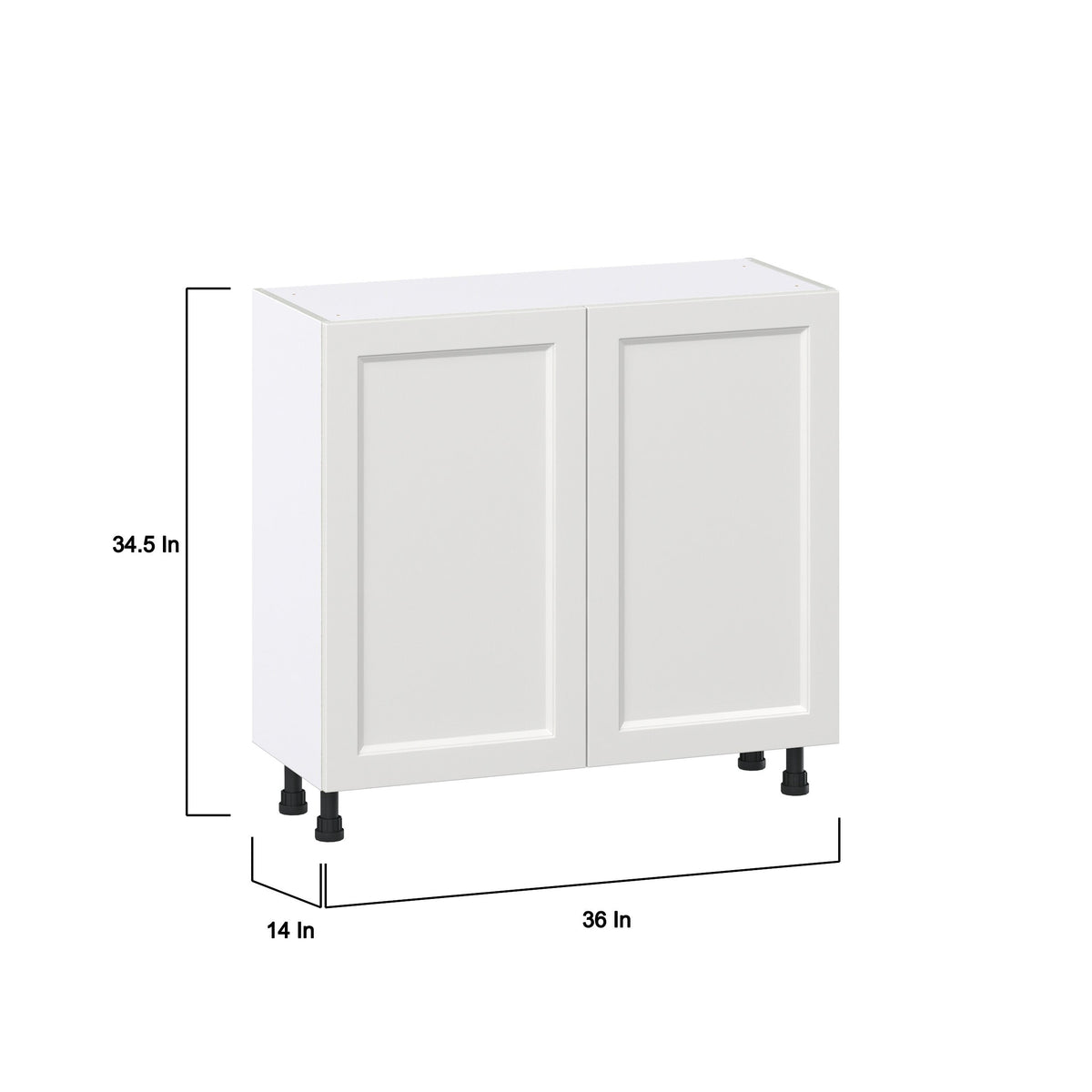 Hugo&Borg Riviera 36-in W x 34.5-in H x 14-in D Bright White Base Fully Assembled Cabinet (Recessed Panel Shaker Door Style)