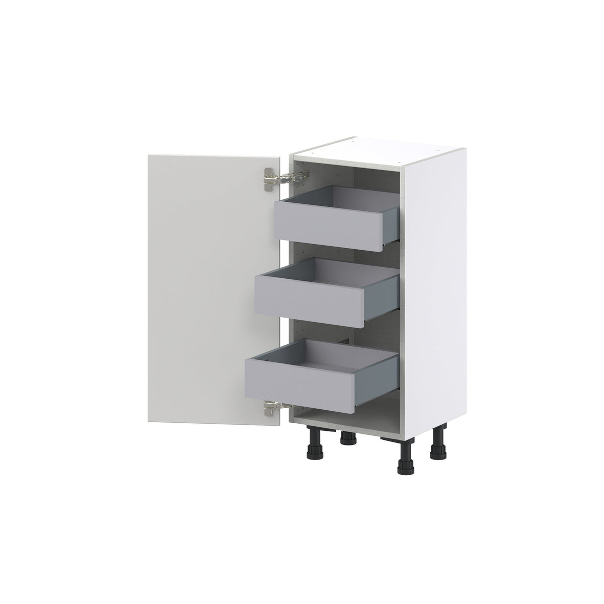 Hugo&Borg Riviera 15-in W x 34.5-in H x 14-in D Bright White 3-Drawers Base Fully Assembled Cabinet (Recessed Panel Shaker Style)