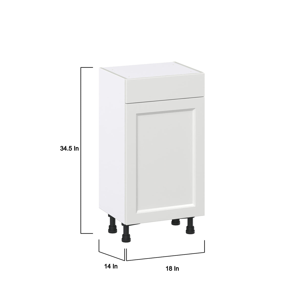 Hugo&Borg Riviera 18-in W x 34.5-in H x 14-in D Bright White 1-Drawer Base Fully Assembled Cabinet (Recessed Panel Shaker Style)