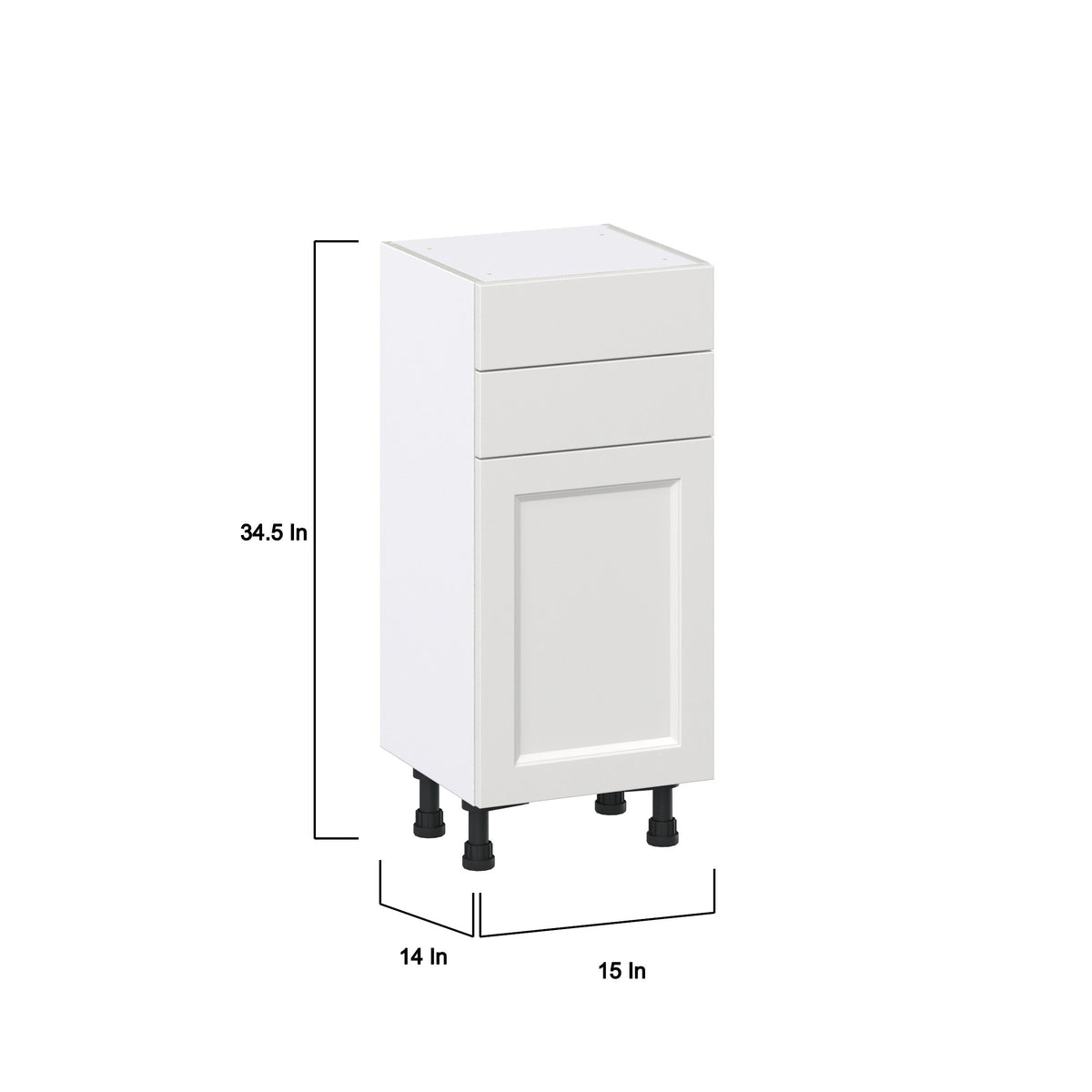Hugo&Borg Riviera 15-in W x 34.5-in H x 14-in D Bright White 2-Drawers Base Fully Assembled Cabinet (Recessed Panel Shaker Style)