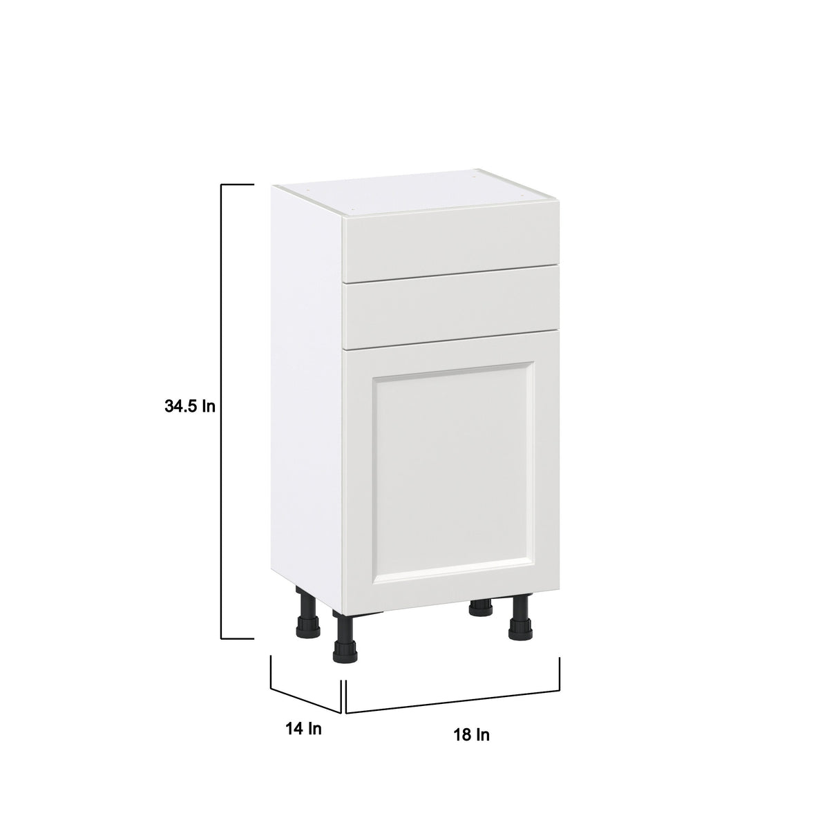 Hugo&Borg Riviera 18-in W x 34.5-in H x 14-in D Bright White 2-Drawers Base Fully Assembled Cabinet (Recessed Panel Shaker Style)