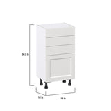 Hugo&Borg Riviera 18-in W x 34.5-in H x 14-in D Bright White 3-Drawers Base Fully Assembled Cabinet (Recessed Panel Shaker Style)