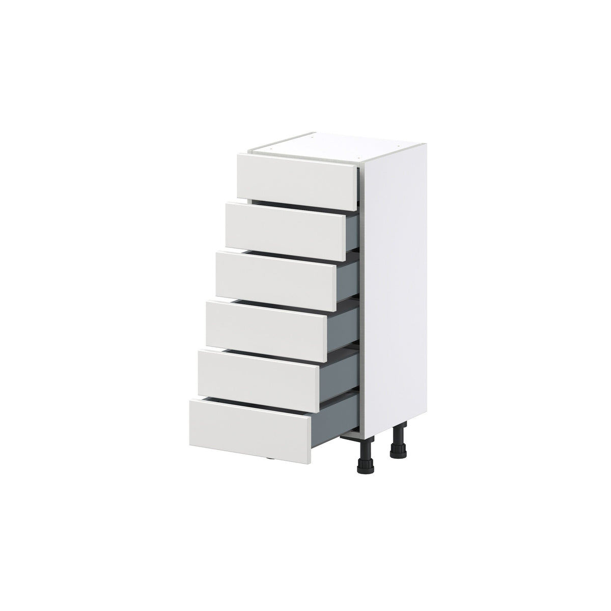 Hugo&Borg Riviera 15-in W x 34.5-in H x 14-in D Bright White 6-Drawer Base Fully Assembled Cabinet