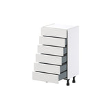 Hugo&Borg Riviera 18-in W x 34.5-in H x 14-in D Bright White 6-Drawer Base Fully Assembled Cabinet