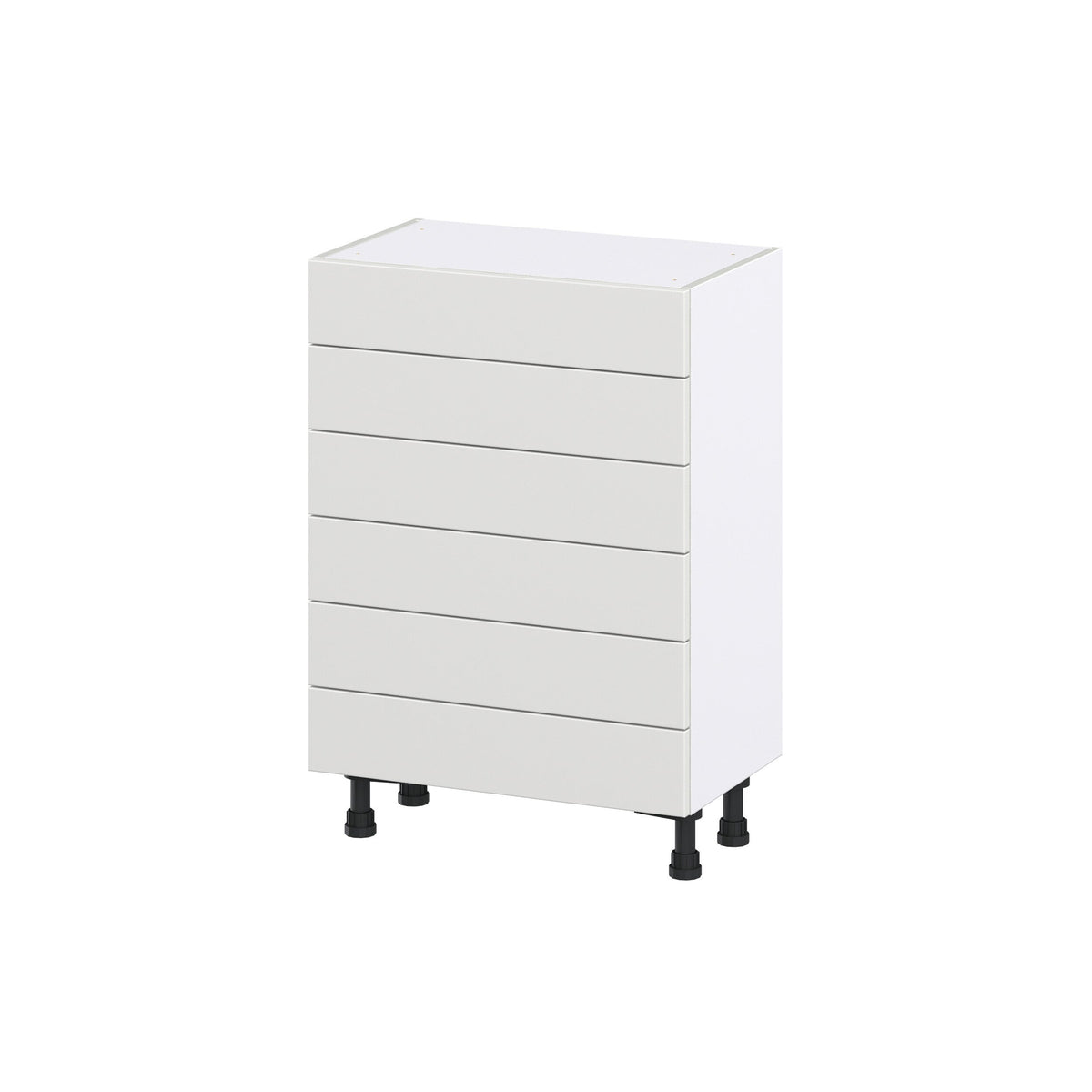 Hugo&Borg Riviera 24-in W x 34.5-in H x 14-in D Bright White 6-Drawer Base Fully Assembled Cabinet