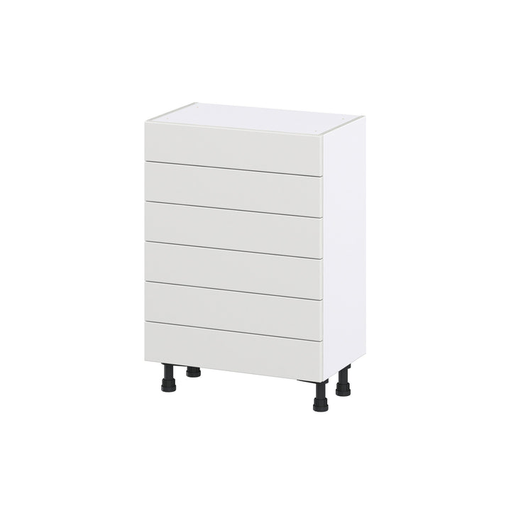 Hugo&Borg Riviera 24-in W x 34.5-in H x 14-in D Bright White 6-Drawer Base Fully Assembled Cabinet