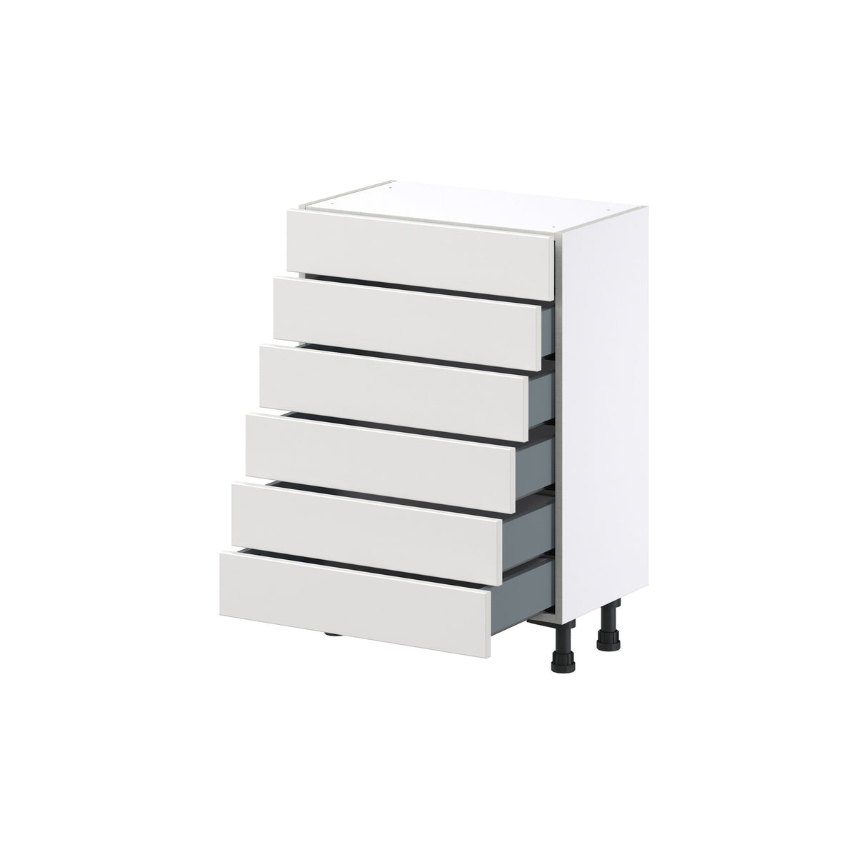 Hugo&Borg Riviera 24-in W x 34.5-in H x 14-in D Bright White 6-Drawer Base Fully Assembled Cabinet