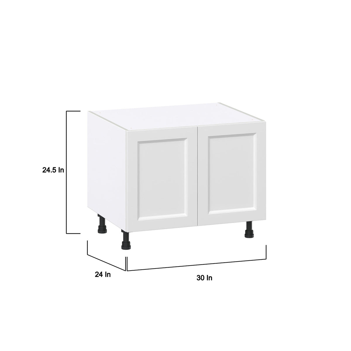 Hugo&Borg Riviera 30-in W x 24.5-in H x 24-in D Bright White Sink Base Fully Assembled Cabinet (Recessed Panel Shaker Style)