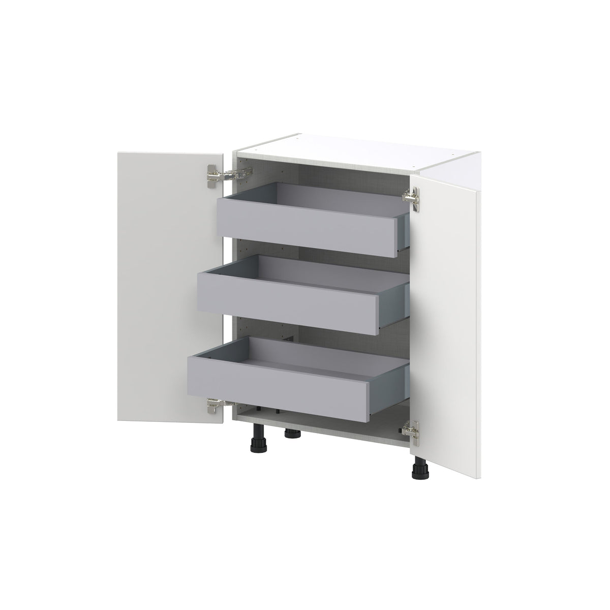 Hugo&Borg Riviera 24-in W x 34.5-in H x 14-in D Bright White 3-Drawers Base Fully Assembled Cabinet (Recessed Panel Shaker Style)