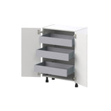 Hugo&Borg Riviera 24-in W x 34.5-in H x 14-in D Bright White 3-Drawers Base Fully Assembled Cabinet (Recessed Panel Shaker Style)