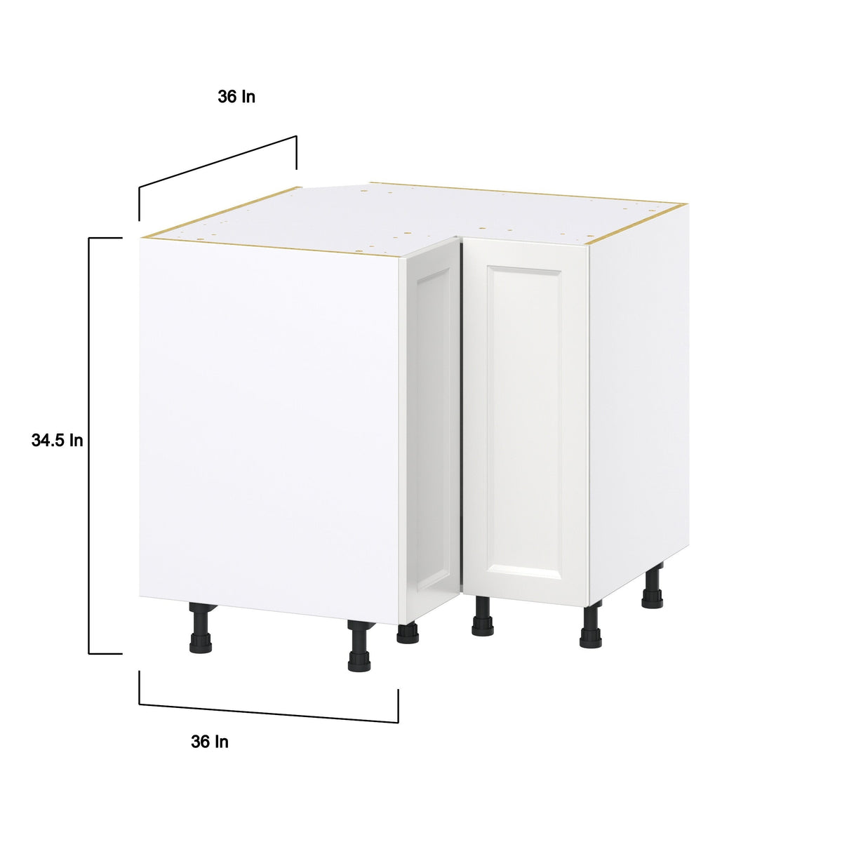 Hugo&Borg Riviera 36-in W x 34.5-in H x 24-in D Bright White Lazy Susan Corner Base Fully Assembled Cabinet (Recessed Panel Shaker Style)