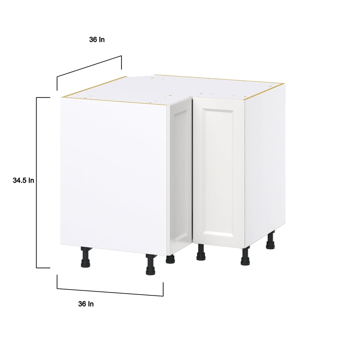 Hugo&Borg Riviera 36-in W x 34.5-in H x 24-in D Bright White Blind Corner Base Fully Assembled Cabinet (Recessed Panel Shaker Style)