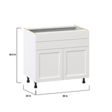 Hugo&Borg Riviera 36-in W x 34.5-in H x 24-in D Bright White 1-Drawer Base Fully Assembled Cabinet (Recessed Panel Shaker Style)