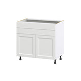 Hugo&Borg Riviera 36-in W x 34.5-in H x 24-in D Bright White 1-Drawer Base Fully Assembled Cabinet (Recessed Panel Shaker Style)