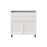 Hugo&Borg Riviera 36-in W x 34.5-in H x 24-in D Bright White 1-Drawer Base Fully Assembled Cabinet (Recessed Panel Shaker Style)