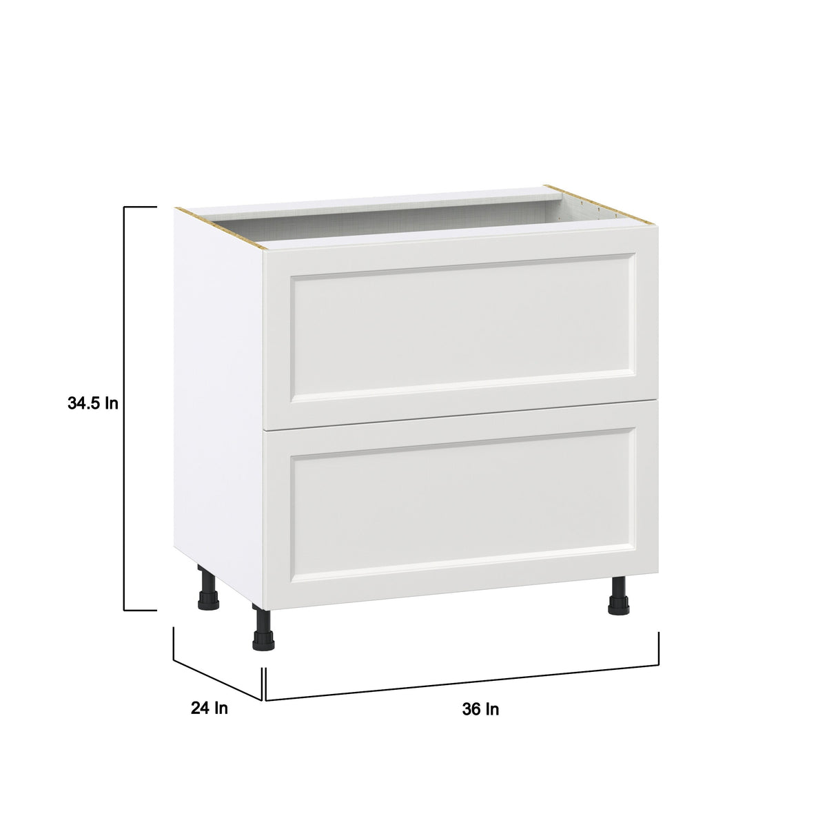 Hugo&Borg Riviera 36-in W x 34.5-in H x 24-in D Bright White 2-Drawer Base Fully Assembled Cabinet