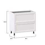 Hugo&Borg Riviera 36-in W x 34.5-in H x 24-in D Bright White 2-Drawer Base Fully Assembled Cabinet