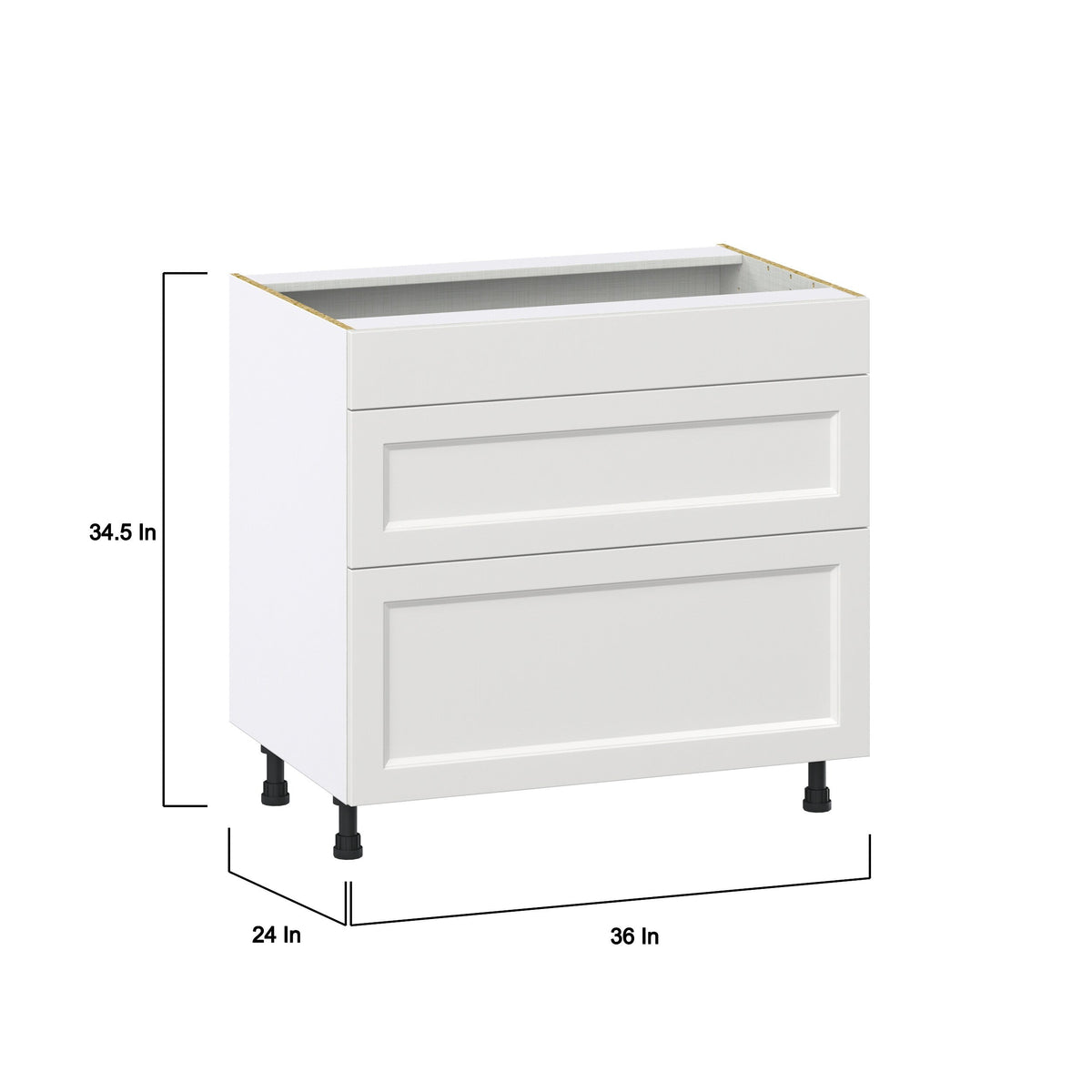 Hugo&Borg Riviera 36-in W x 34.5-in H x 24-in D Bright White 2-Drawer Base Fully Assembled Cabinet